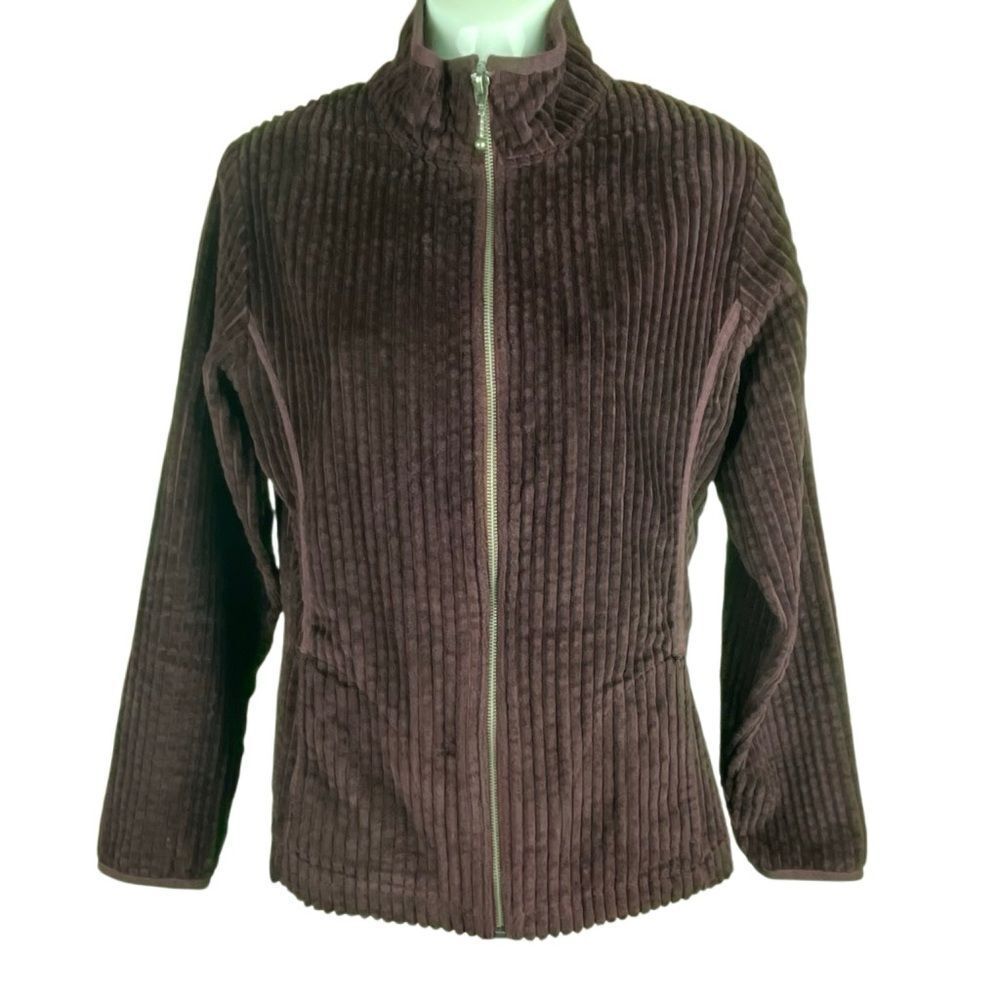 Woolrich Wide Wale Corduroy Mock Funnel Neck Zip Up Jacket Plum S